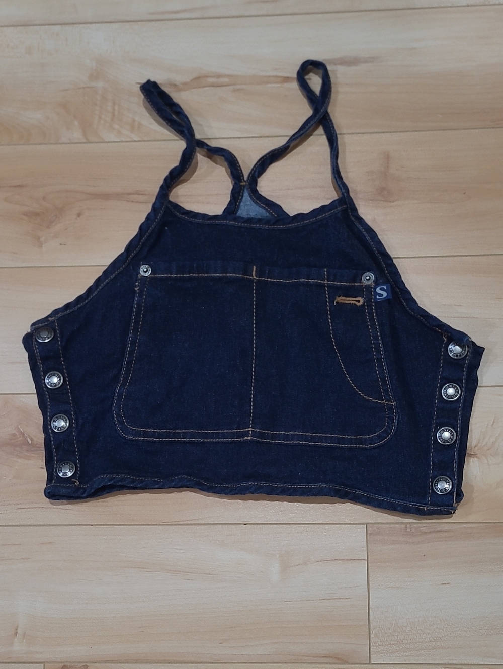 Silver Women's Size Medium Denim Crop Tank Top